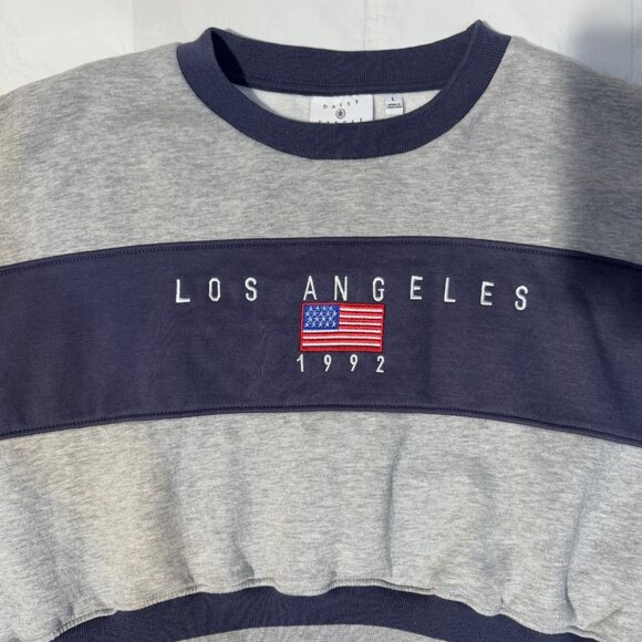 Daisy Street Los Angeles USA Flag 1992 Crop Top Sweatshirt - L Women's - Picture 3 of 7